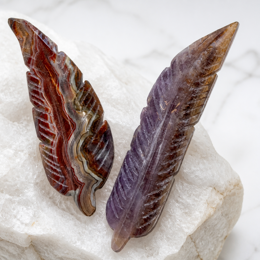 Crazy Lace Agat (den venstre) og Amethyst (den højre)