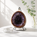 Ametyst geode-lampe med USB-lys i