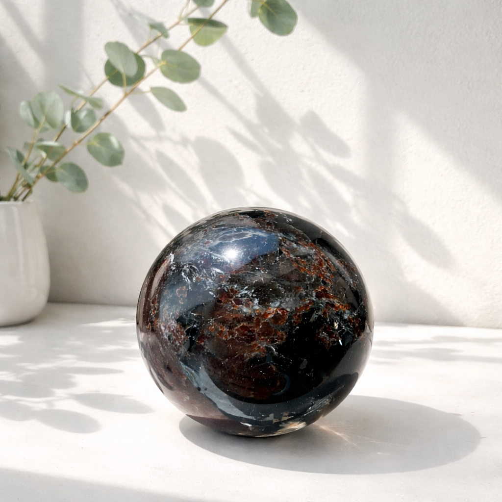 mørk Astrophyllite Sphere
